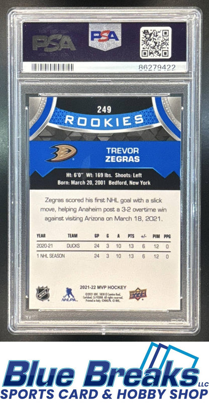 2021-22 Upper Deck MVP Blue Trevor Zegras #249 PSA 10 Anaheim Ducks