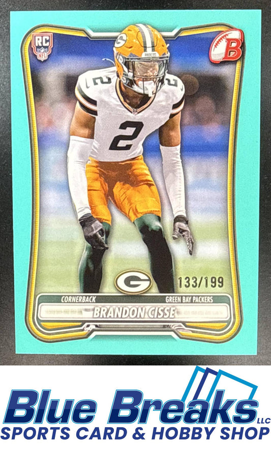 2026 Bowman NFL Aqua Brandon Cisse 133/199 Rookie #190 RC Green Bay Packers