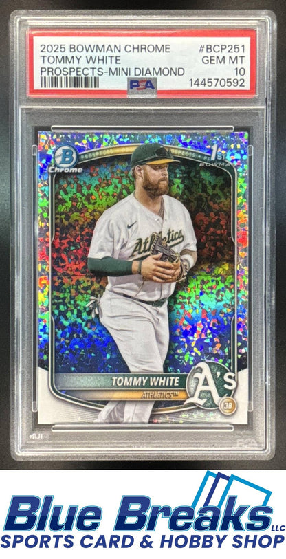 2025 Bowman Chrome Tommy White #BCP-251 Mini Diamond Refractor 1st Prospect PSA 10
