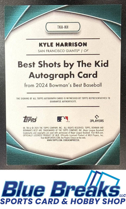2024 Bowman's Best Kyle Harrison #TK-9 Shots By The Kid Auto 036/250 San Francisco Giants