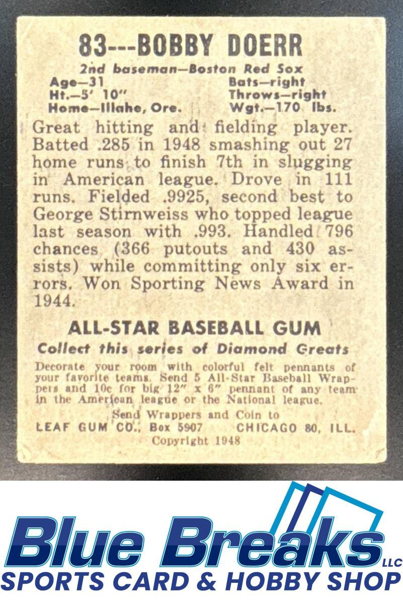 1948 Leaf Bobby Doerr [RC] #83 Red Sox
