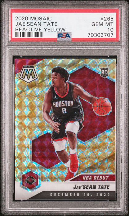 2020 Panini Mosaic - Reactive Yellow - NBA Debut - Jae'Sean Tate - RC - #265 - PSA 10 - basketball - Rockets