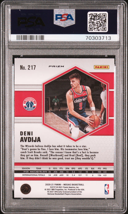 2020 Panini Mosaic - Reactive Yellow - Deni Avdija - RC - #217 - PSA 9 - basketball - Wizards