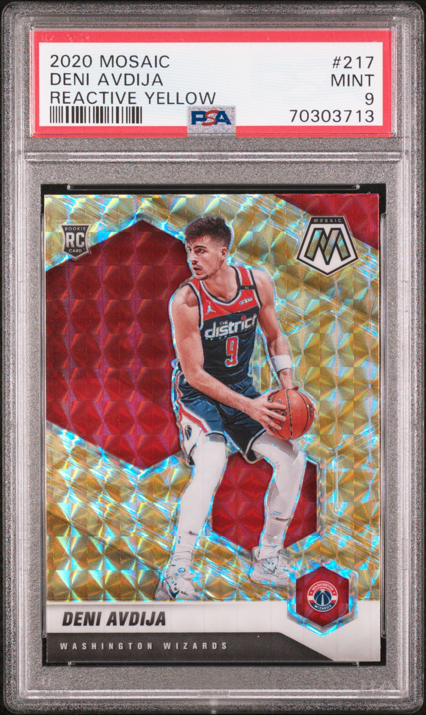 2020 Panini Mosaic - Reactive Yellow - Deni Avdija - RC - #217 - PSA 9 - basketball - Wizards