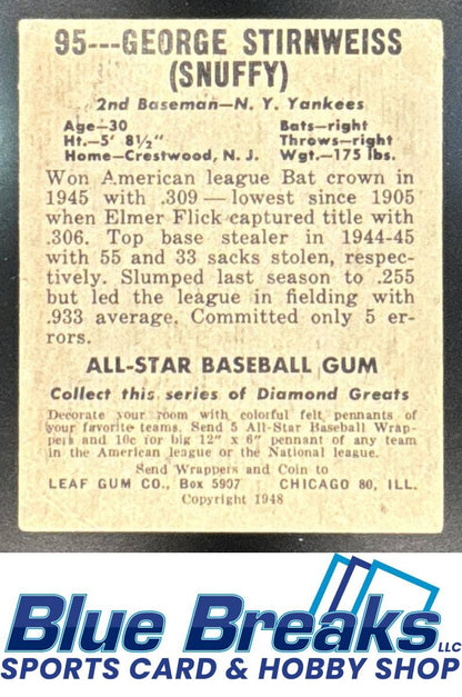 1948 Leaf George Stirnweiss [RC] #95 RC New York Yankees