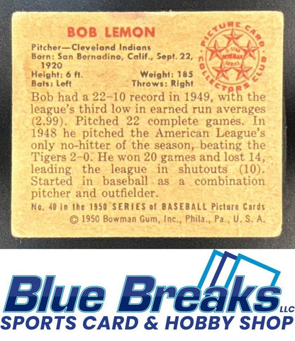 1950 Bowman Bob Lemon [RC] #40 Indians