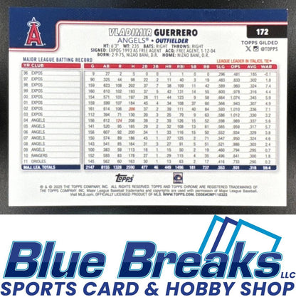 2025 Topps Gilded Collection Vladimir Guerrero #172 Chrome Gold RayWave Refractor 16/25 Los Angeles Angels