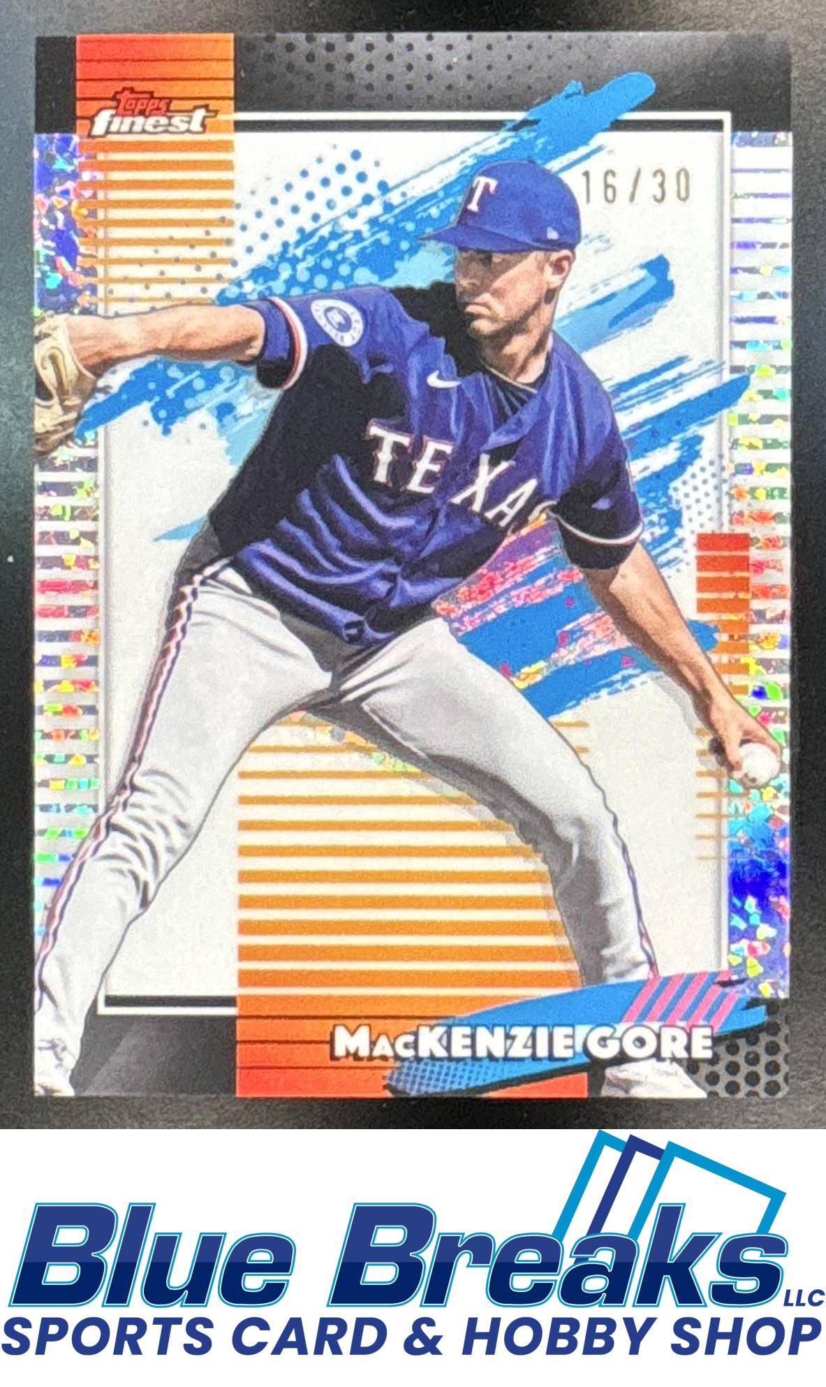 2026 Topps Finest MacKenzie Gore #148 White Mini-Diamond Refractor 16/30 Texas Rangers