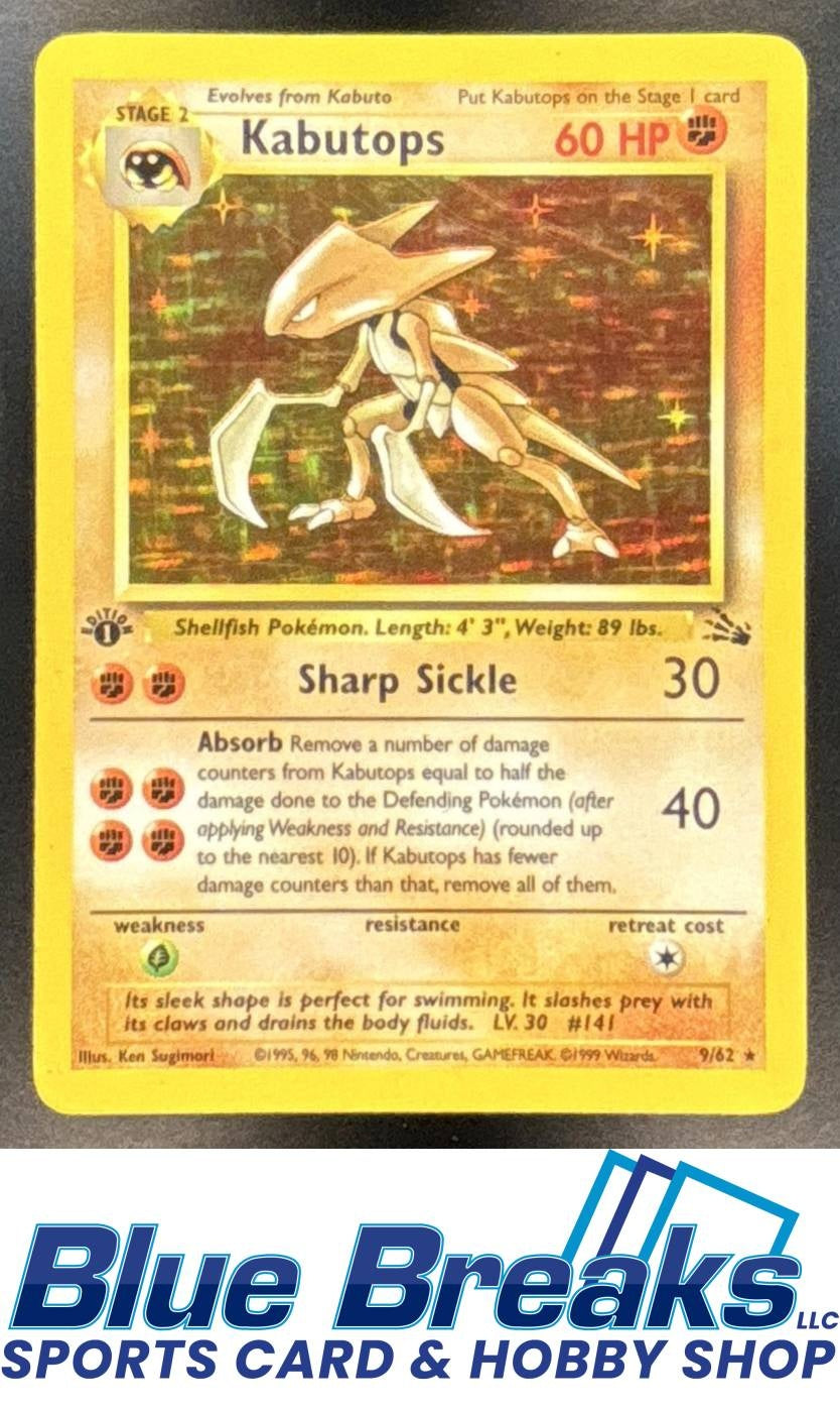 1999 Pokemon Fossil 1st Edition Kabutops #9/62