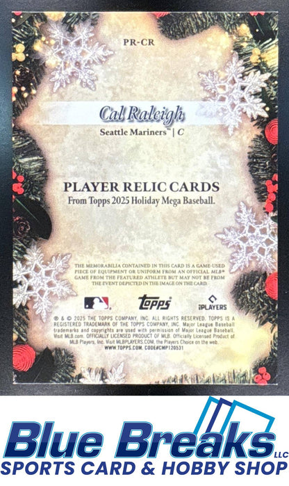 2025 Topps Holiday Cal Raleigh #PR-CR Player Relics Purple Metallic 161/199 Seattle Mariners