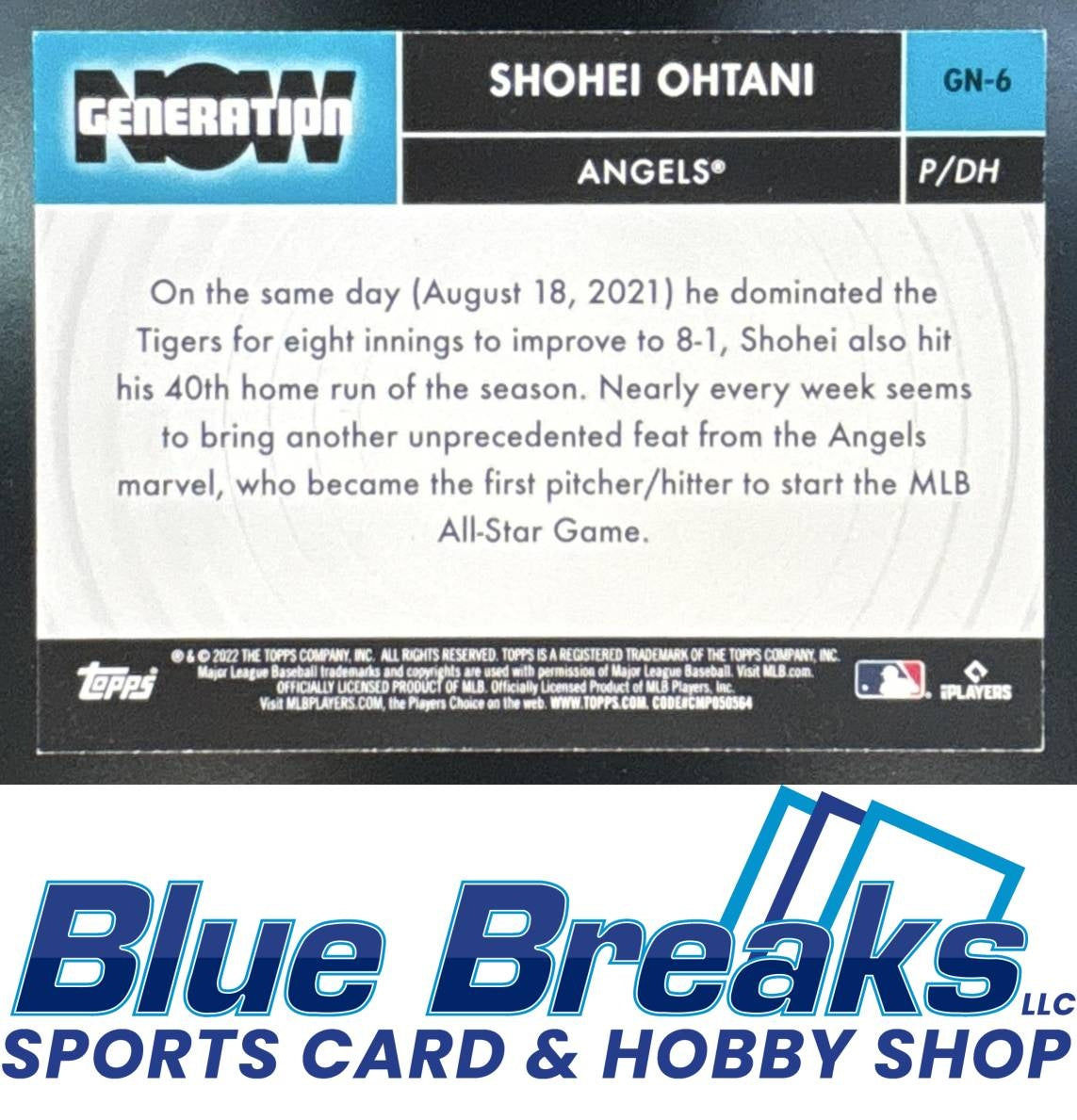 2022 Topps Generation Now Shohei Ohtani [RC] #GN-6 a Los Angeles Angels