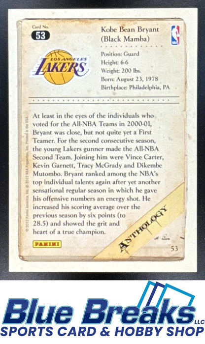 2012-13 Panini Kobe Anthology Bryant [RC] #53 Los Angeles Lakers