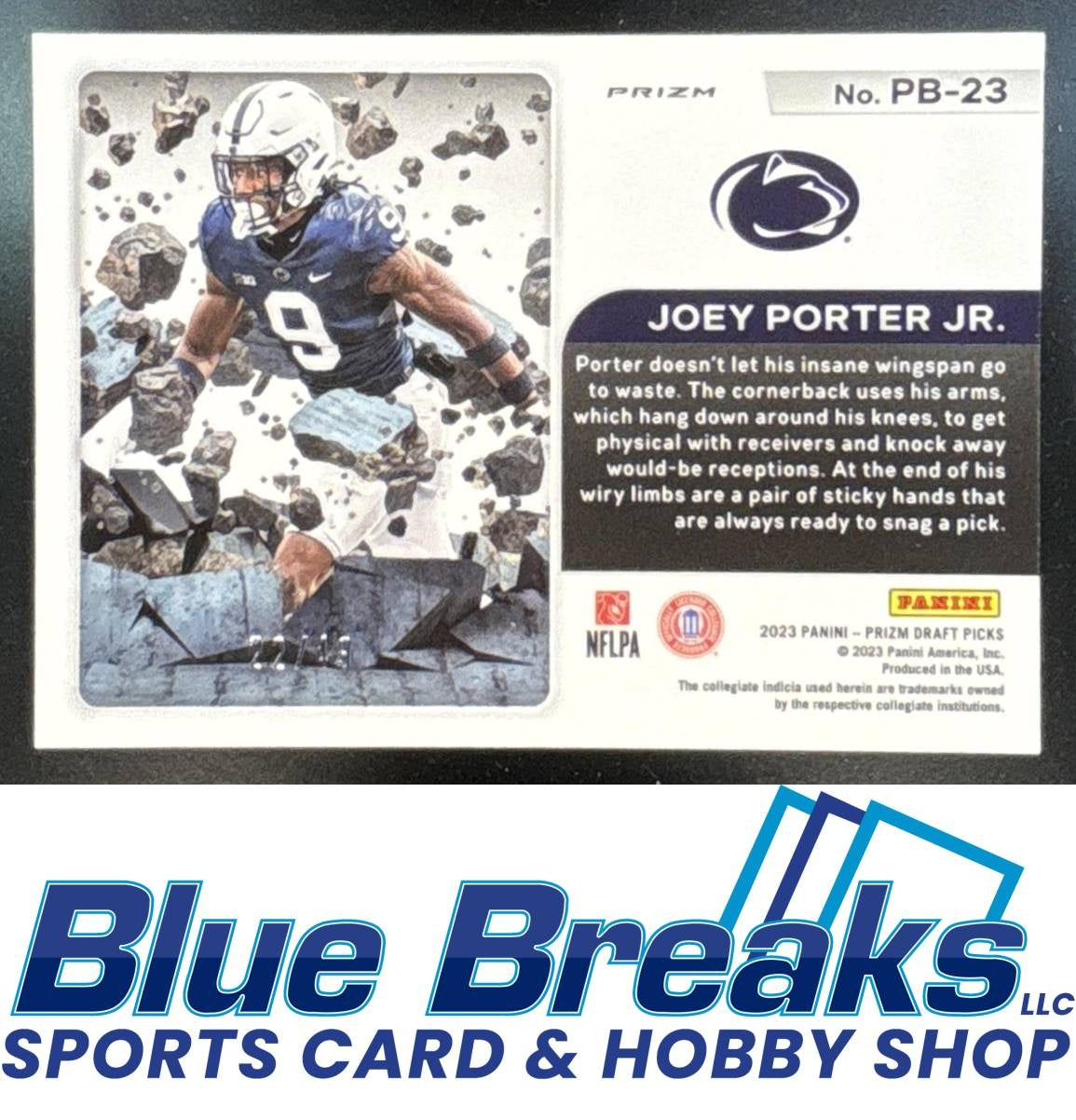 2023 Panini Prizm Draft Picks Joey Porter Jr. #PB-23 Break Orange Pulsar 22/49 RC Penn State / Pittsburgh Steelers