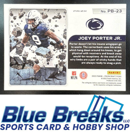 2023 Panini Prizm Draft Picks Joey Porter Jr. #PB-23 Break Orange Pulsar 22/49 RC Penn State / Pittsburgh Steelers