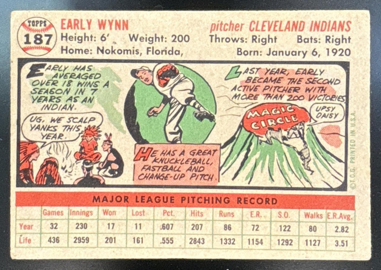 1956 Topps - Early Wynn [RC] #187 Cleveland Indians