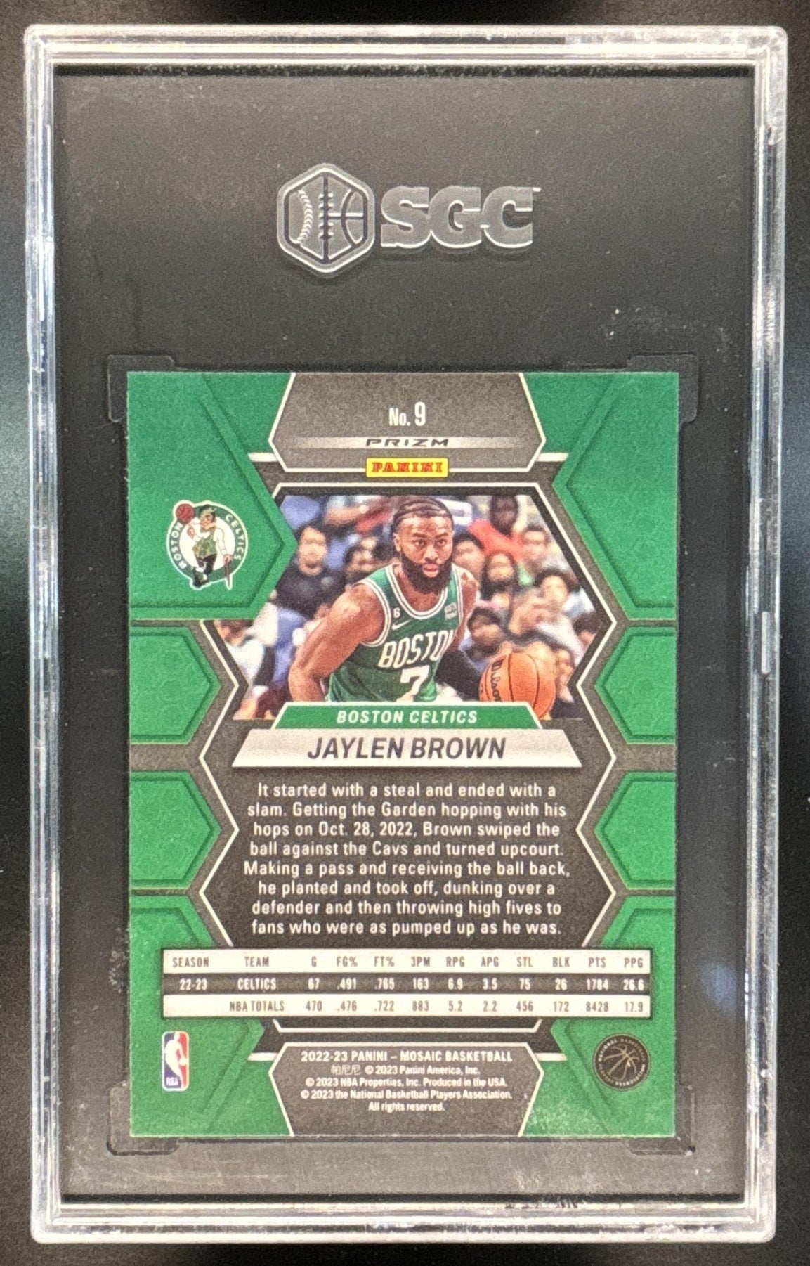 2022 Panini Mosaic Jaylen Brown #9 Fast Break Silver SGC 9