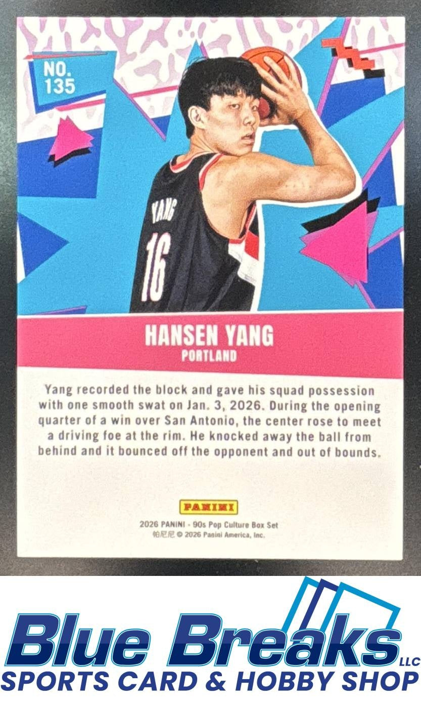 2026 Panini 90s Pop Culture Lime Green Hansen Yang RC 064/199 Rookie #135 Portland