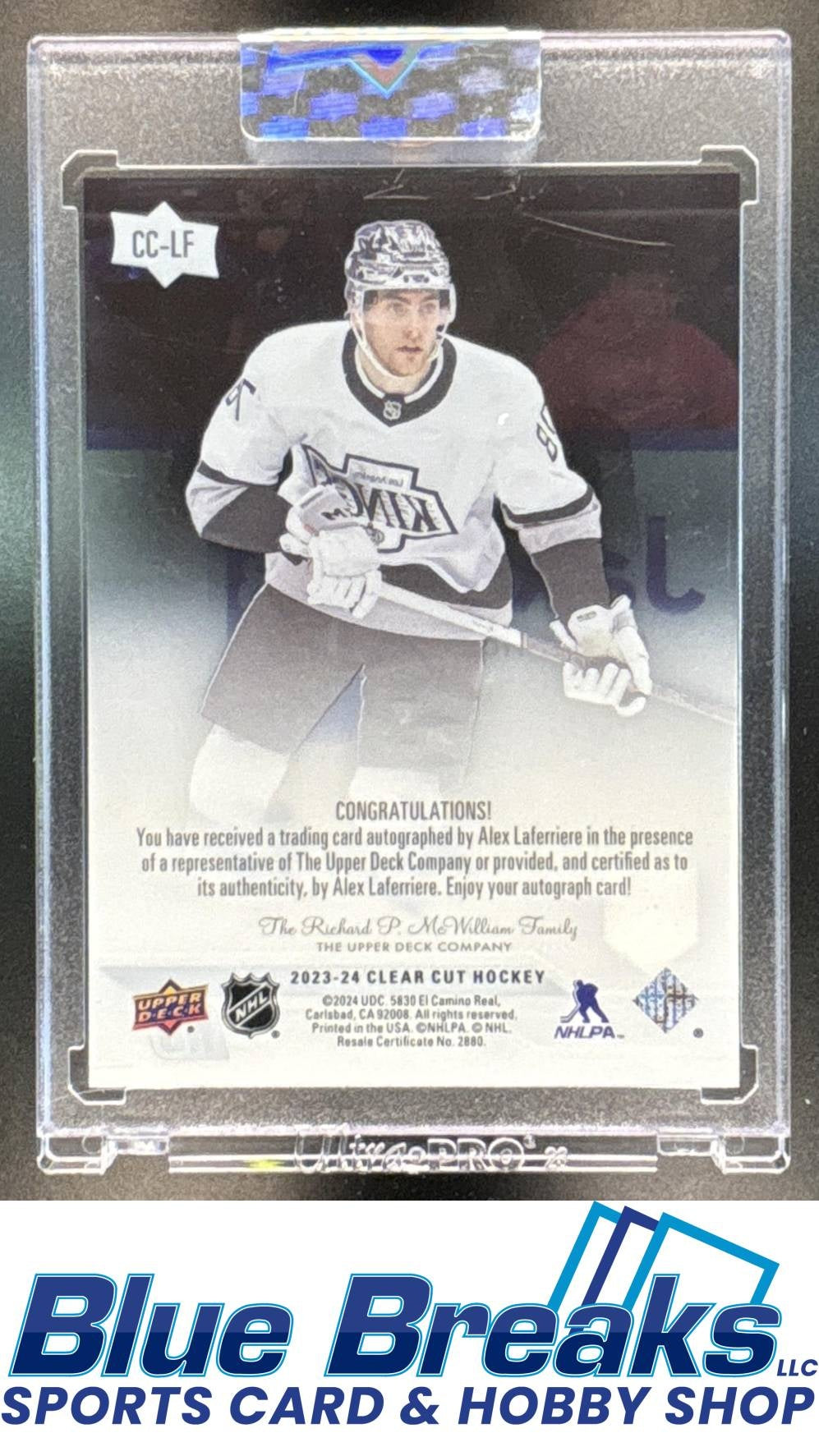 2023-24 Upper Deck Clear Cut Alex Laferriere RC #CC-LF Auto Los Angeles Kings
