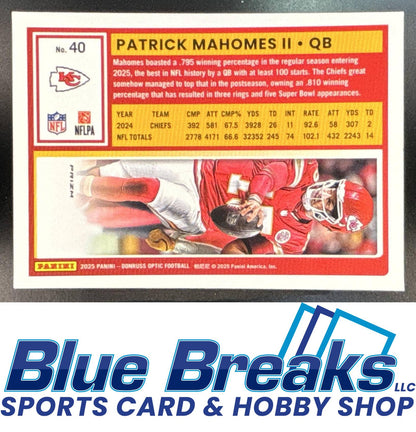 2025 Panini Donruss Optic Patrick Mahomes II #40 Stars Prizm Kansas City Chiefs