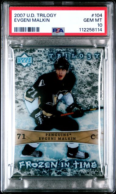 2007 Upper Deck Trilogy - Evgeni Malkin - Ice Hockey - Pittsburgh Penguins - #104 - Frozen in Time - 53/799 - PSA 10