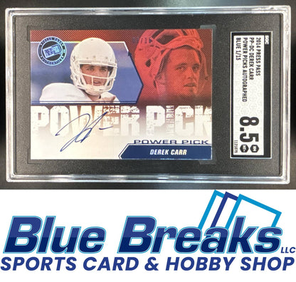 2014 Press Pass Power Picks Auto Blue Derek Carr /15 [RC] #PP-DC PSA 9 Bulldogs