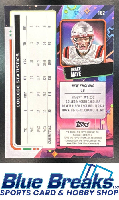 2024 Topps Cosmic Chrome Drake Maye [RC] #162 RC New England Patriots