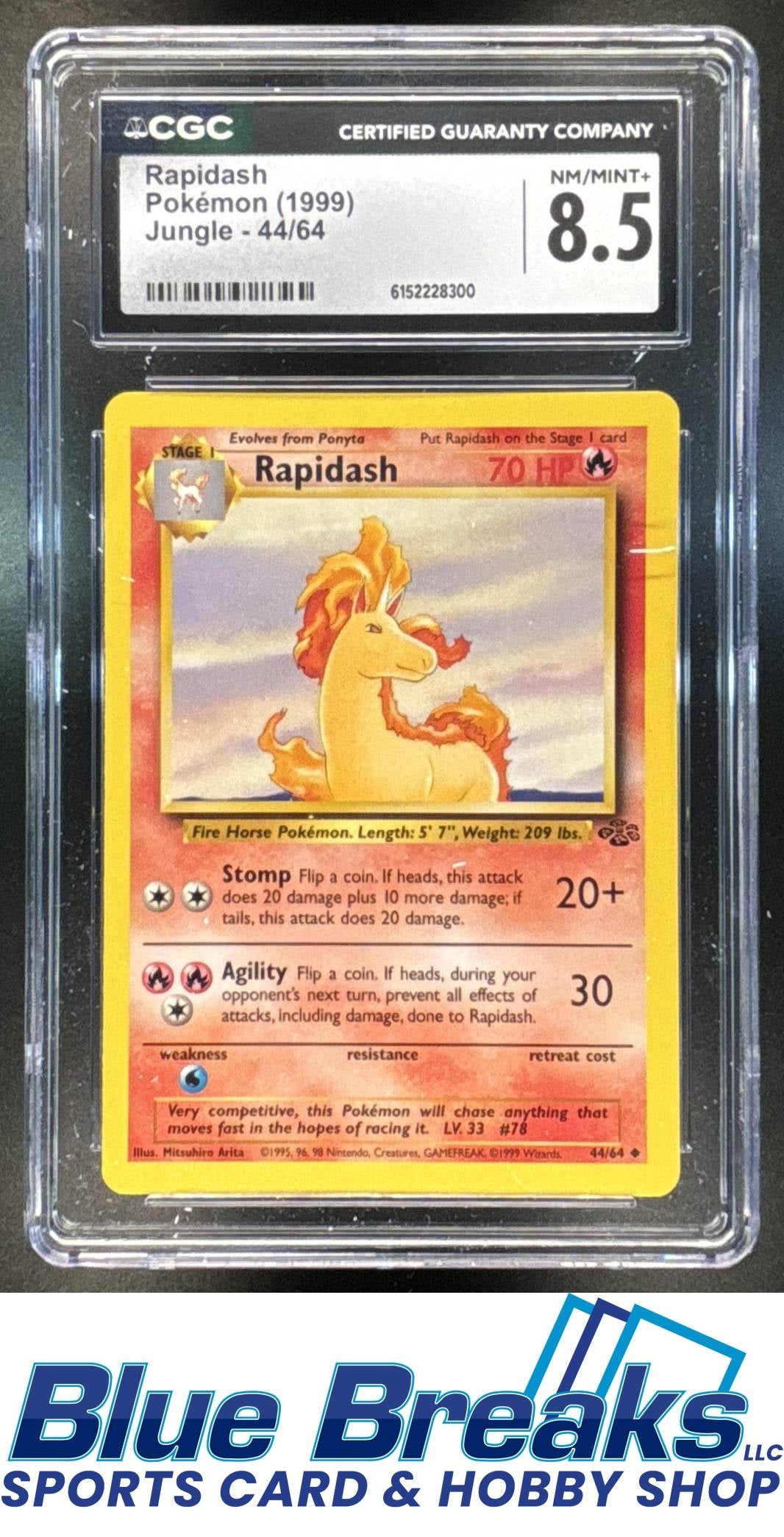 1999 Pokemon Jungle Rapidash #44/64 CGC 8.5