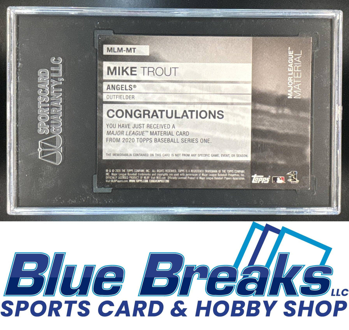 2020 Topps Major League Material Relics Mike Trout #MLM-MT SGC 9 Angels
