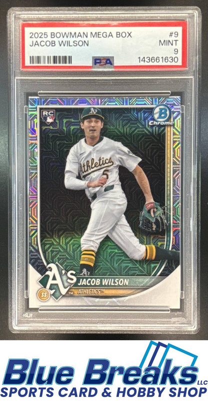 2025 Bowman Mega Box Refractor Jacob Wilson RC #9 PSA 9 Athletics