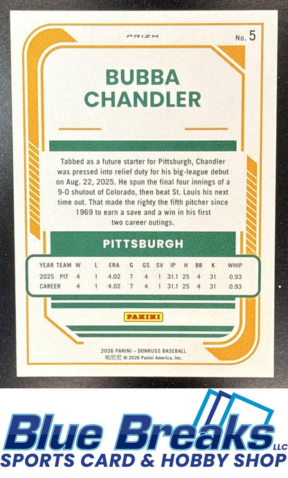 2026 Panini Donruss Bubba Chandler #5 Optic Circles Rated Rookie Pittsburgh Pirates