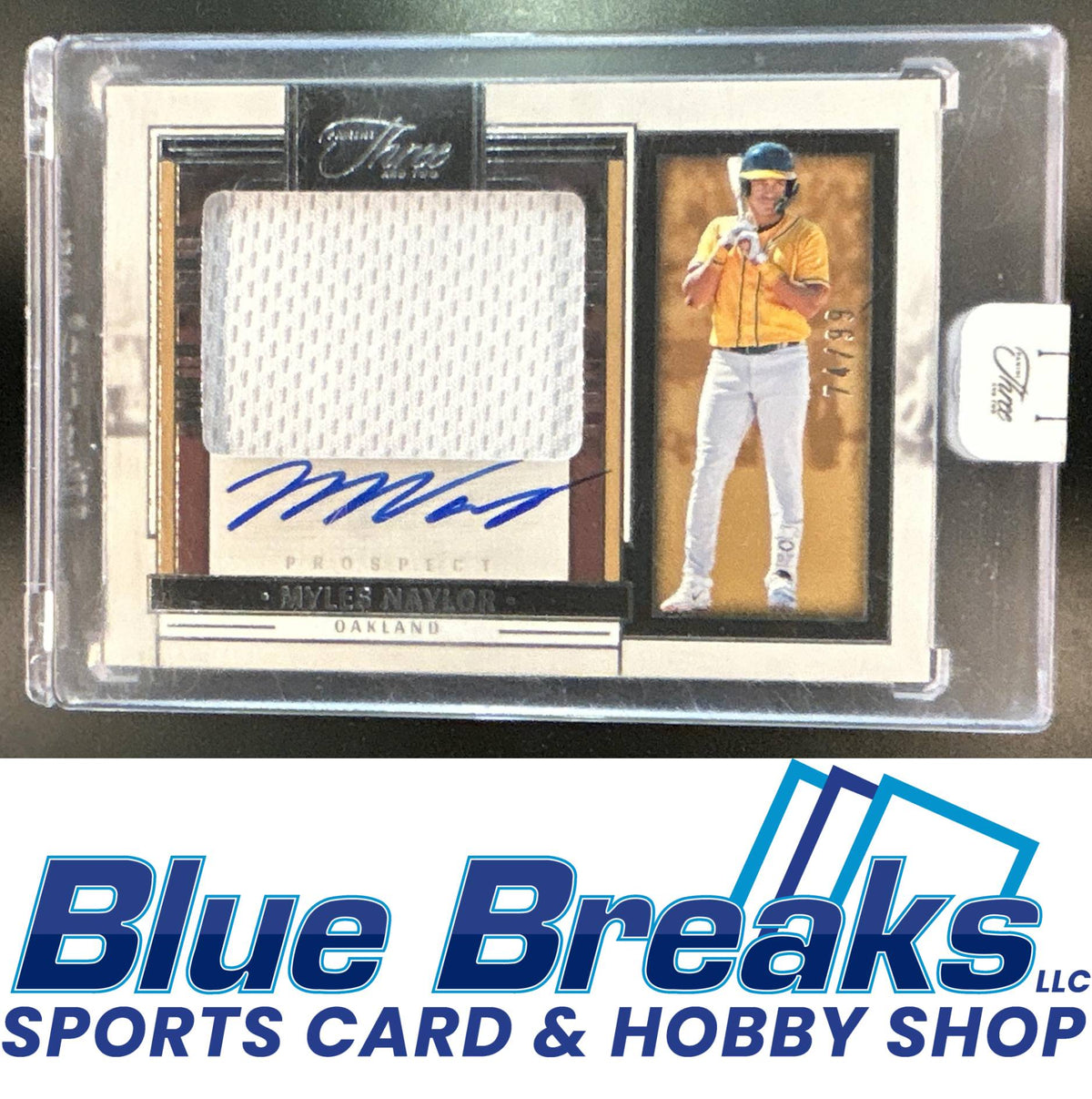 2024 Panini Three and Two Myles Naylor #PJA-MN Prospect Jersey Auto 74/99 Oakland Athletics