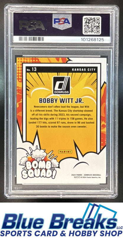 2024 Panini Donruss Bomb Squad Holo Bobby Witt Jr. 63/199 [RC] #13 PSA 10 Royals