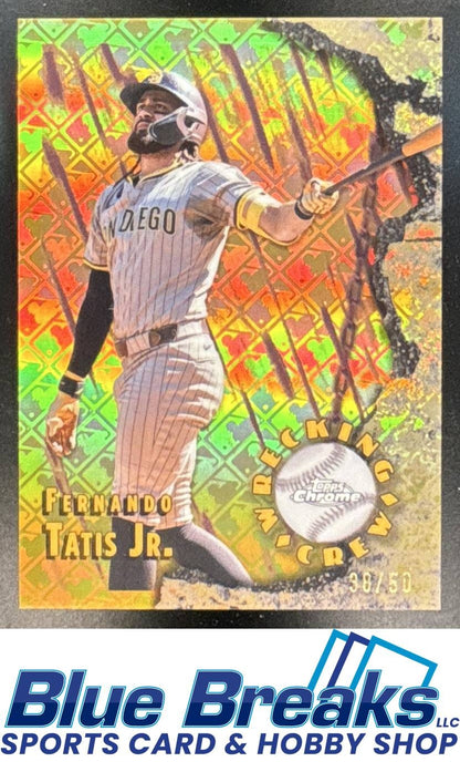 2026 Topps Chrome Fernando Tatis Jr. #WC-10 Wrecking Crew Gold Refractor 38/50 San Diego Padres