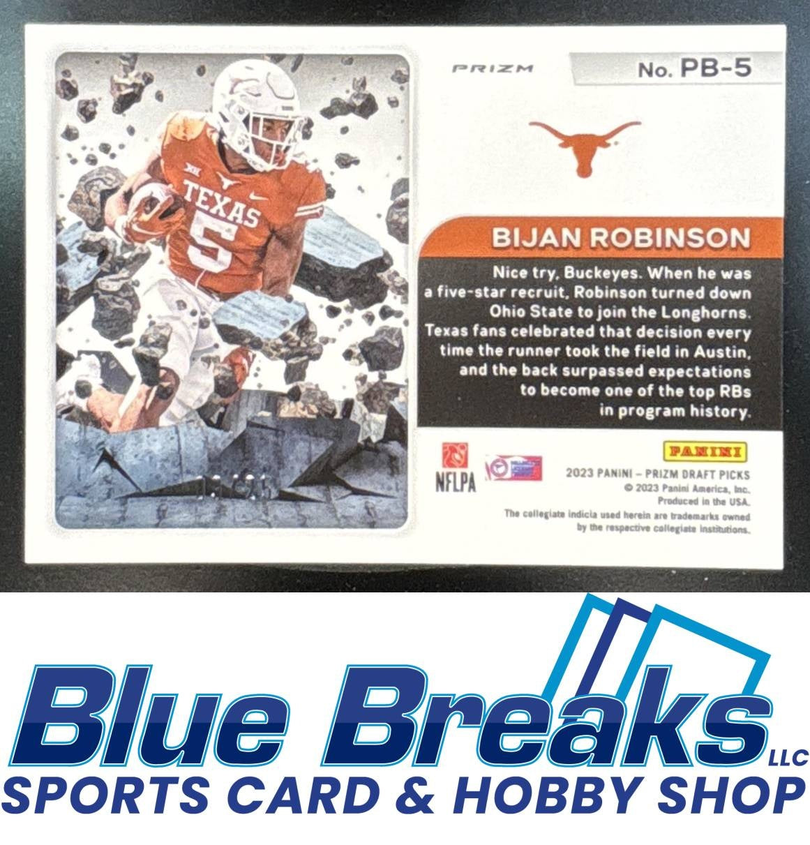 2023 Panini Prizm Draft Picks Bijan Robinson #PB-5 Break Mojo 09/25 RC Texas Longhorns / Atlanta Falcons
