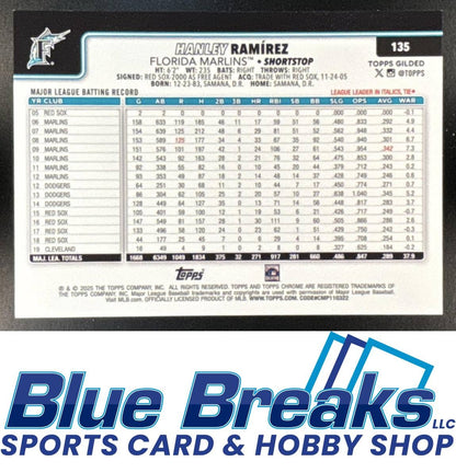 2025 Topps Gilded Collection Hanley Ramirez #135 Chrome Gold Mini-Diamond Refractor 18/50 Miami Marlins