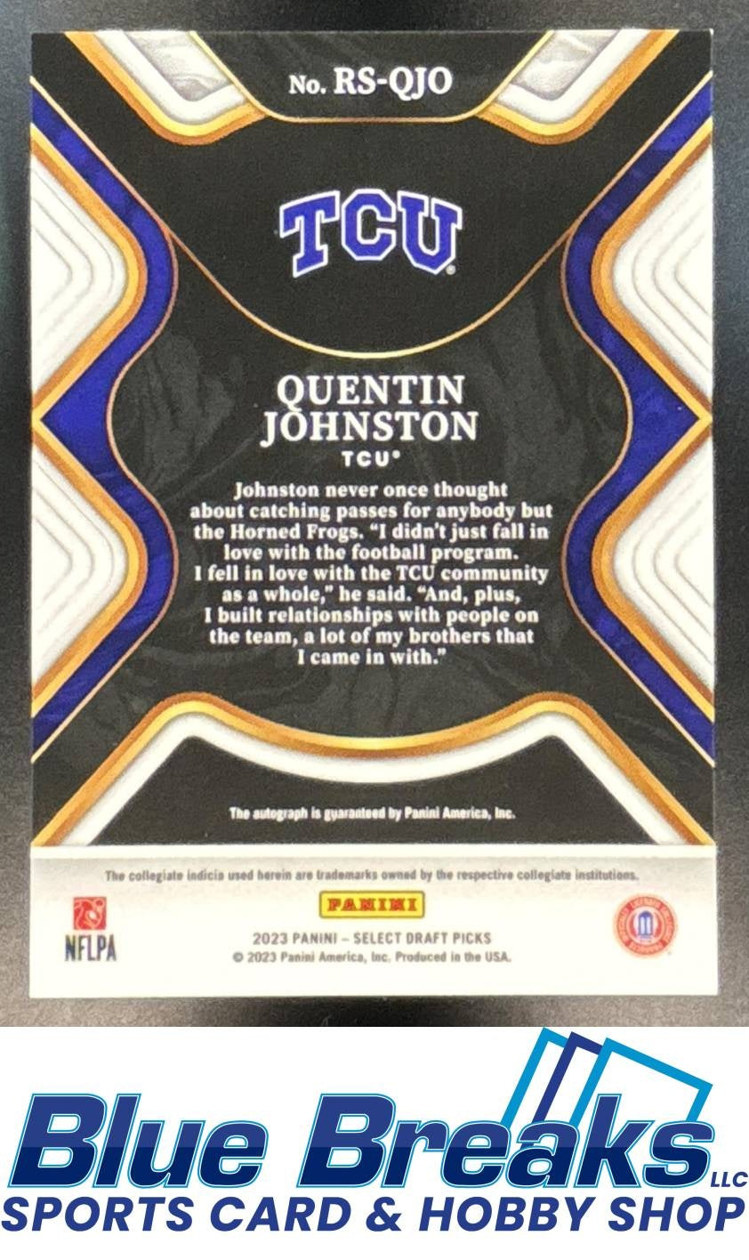 2023 Panini Select Draft Picks Quentin Johnston #RS-QJO RC SIgnatures Auto Chargers