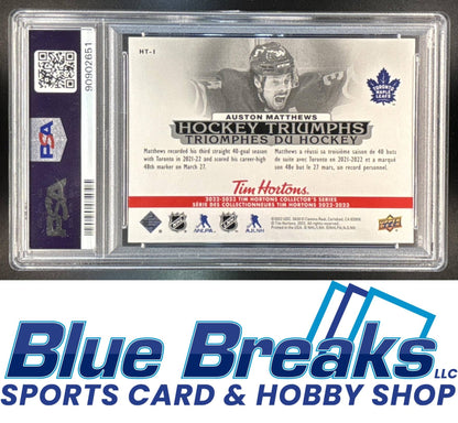 2022 Upper Deck Tim Hortons Hockey Triumphs Auston Matthews #HT-1 PSA 10 Hockey Toronto Maple Leafs