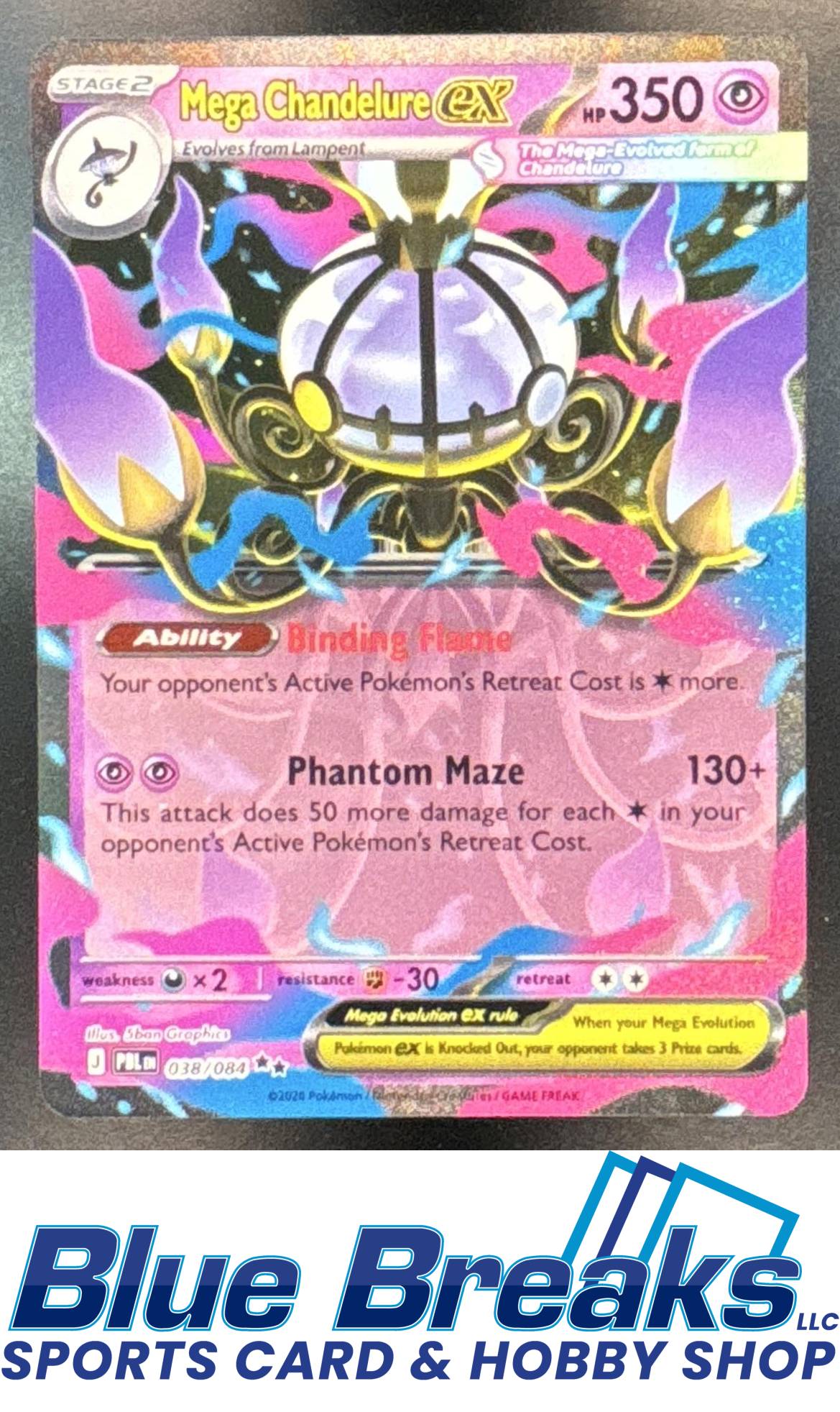 2026 Pokemon Pitch Black Double Rare Mega Chandelure ex #038/084 b
