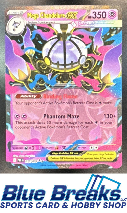 2026 Pokemon Pitch Black Double Rare Mega Chandelure ex #038/084 b