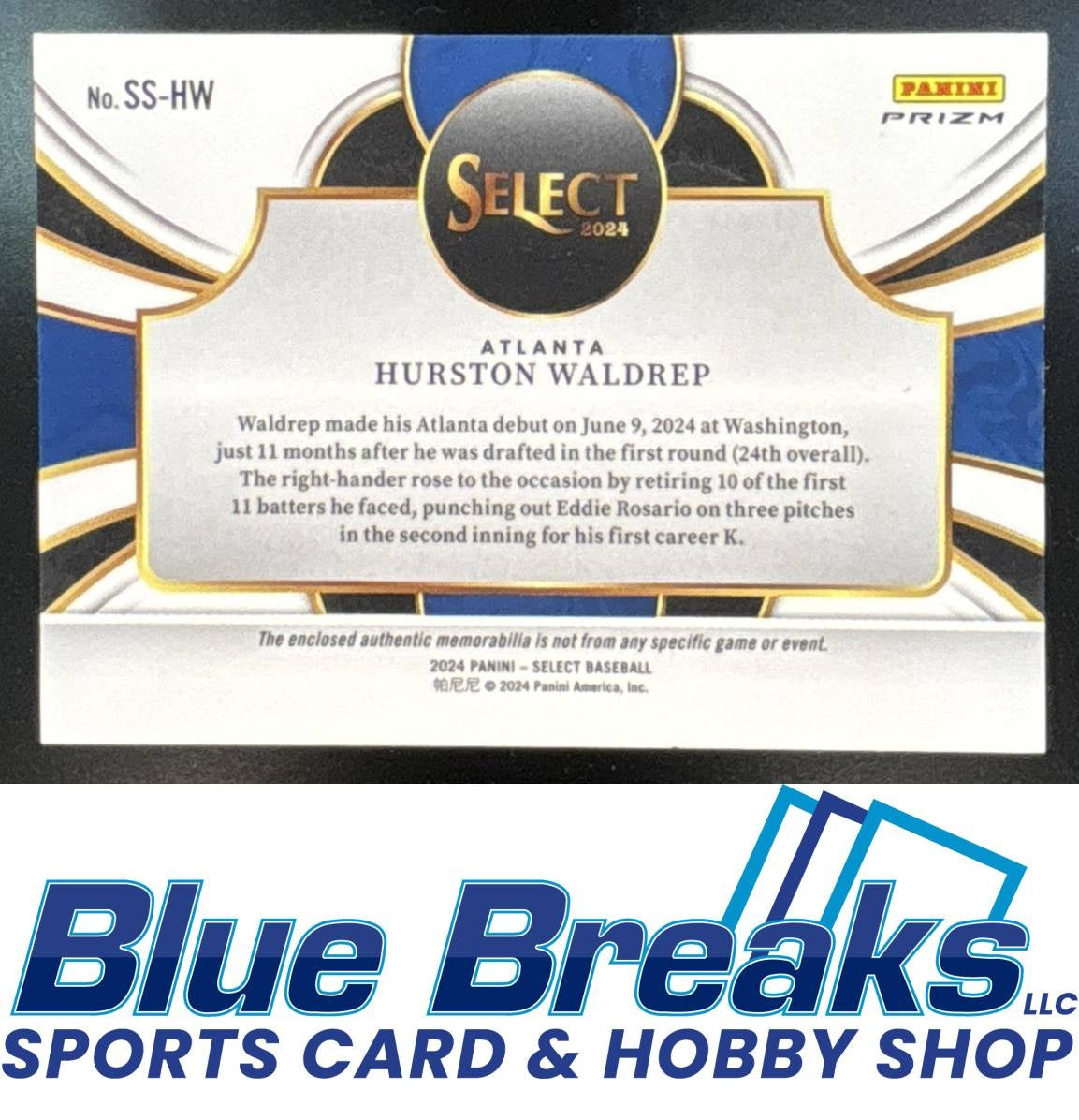 2024 Panini Select Hurston Waldrep #SS-HW Selective Swatches Flash Prizms Relic RC