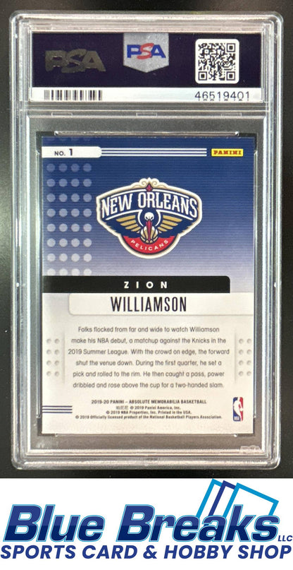 2019 Panini Absolute Memorabilia Zion Williamson #1 Rookies Yellow RC PSA 10 New Orleans Pelicans