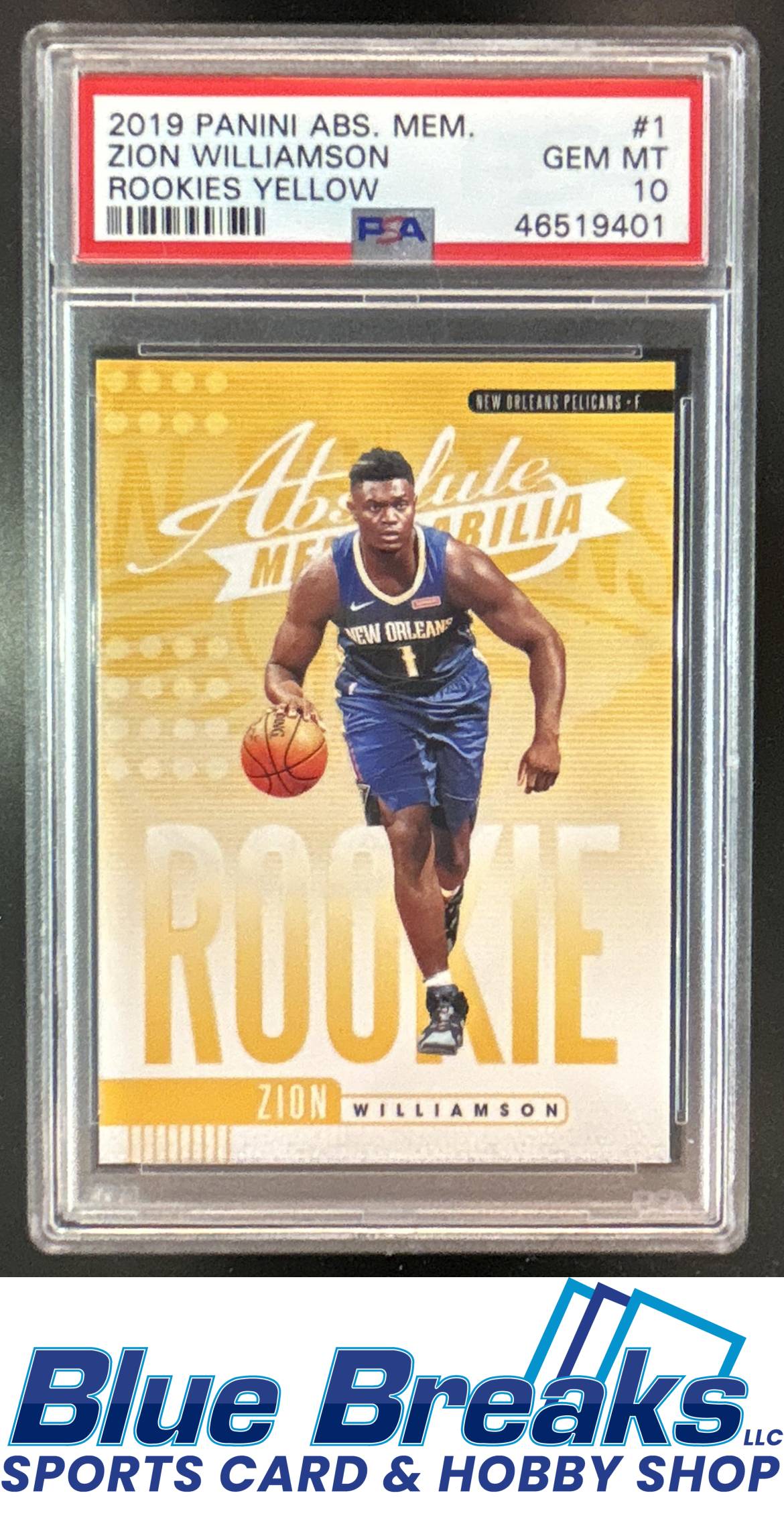 2019 Panini Absolute Memorabilia Zion Williamson #1 Rookies Yellow RC PSA 10 New Orleans Pelicans