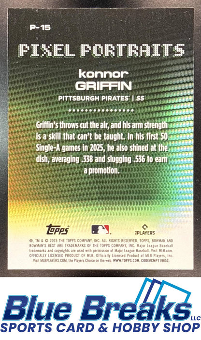 2025 Bowman's Best Pixel Portraits Konnor Griffin [RC] #P-15 Pittsburgh Pirates