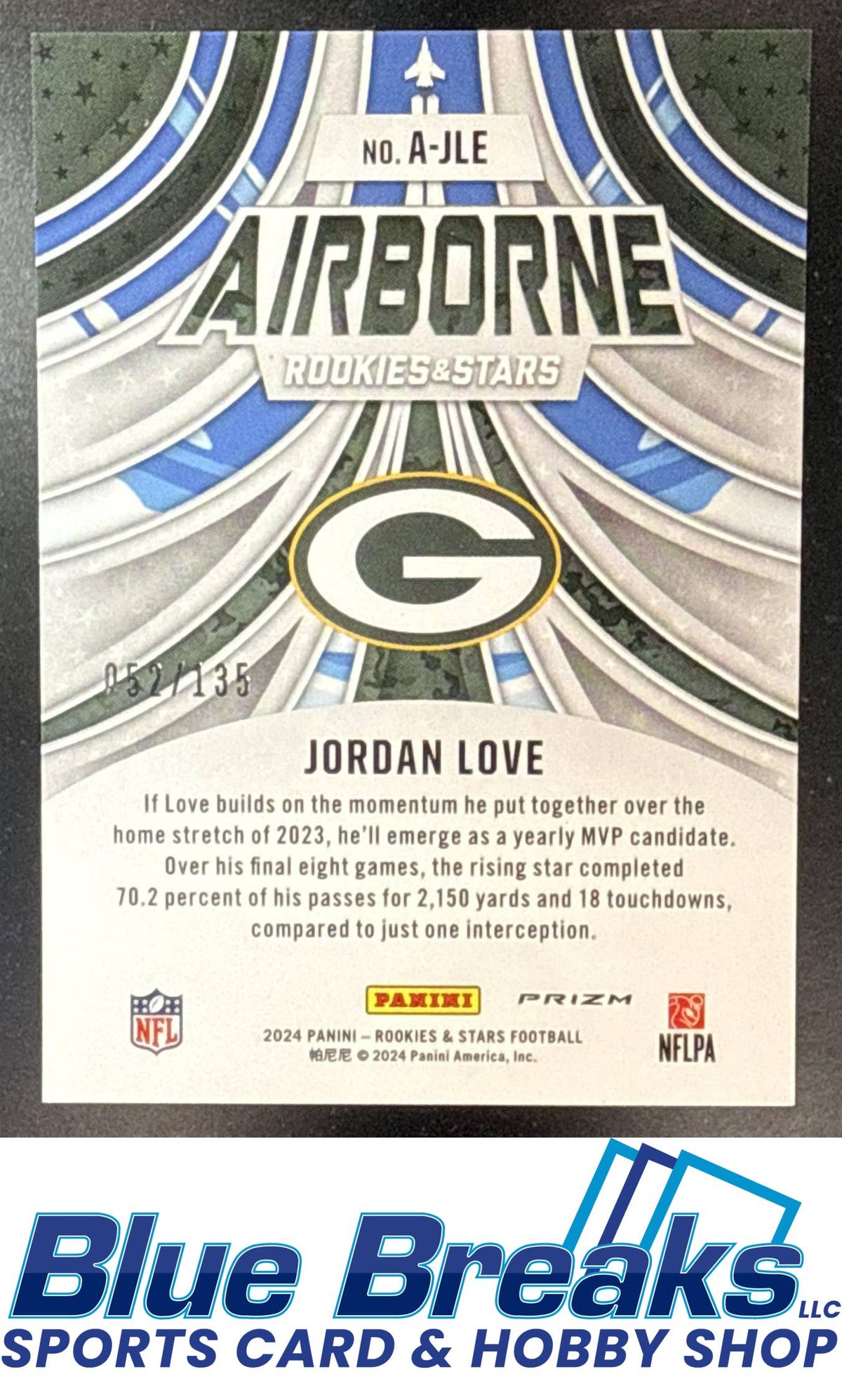 2024 Panini Rookies & Stars Jordan Love #A-JLE Airborne Pandora 052/135 Green Bay Packers