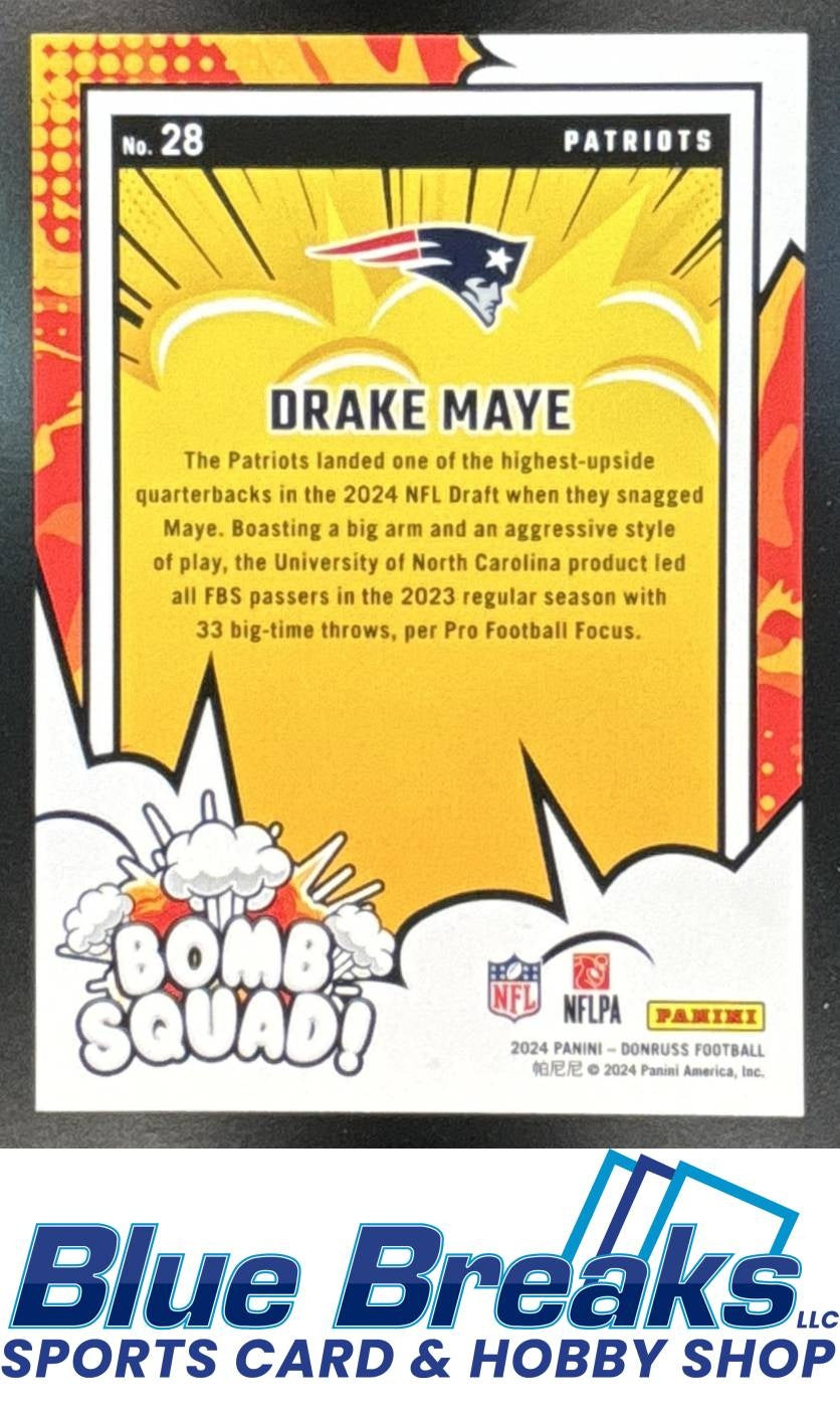 2024 Panini Donruss Bomb Squad Drake Maye #28 a New England Patriots