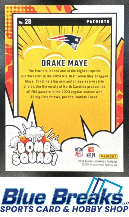 2024 Panini Donruss Bomb Squad Drake Maye #28 a New England Patriots