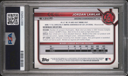 2022 Bowman Chrome - Sapphire - orange - Prospects - Jordan Lawlar - 13/75 - #BCP-235 - PSA 8 - baseball - Diamondbacks