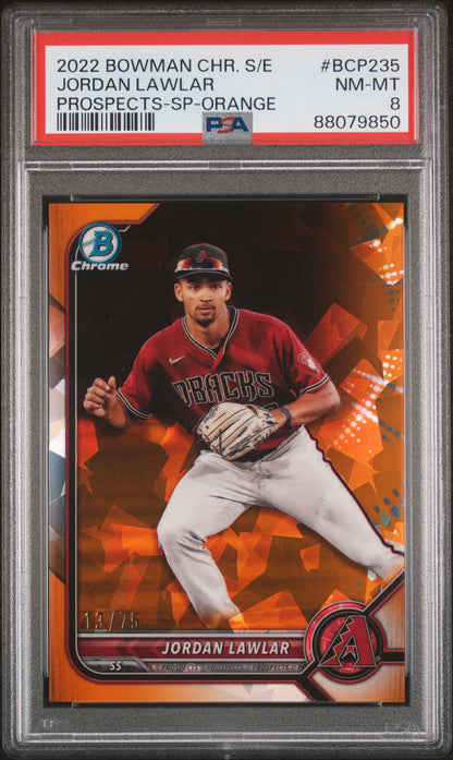 2022 Bowman Chrome - Sapphire - orange - Prospects - Jordan Lawlar - 13/75 - #BCP-235 - PSA 8 - baseball - Diamondbacks
