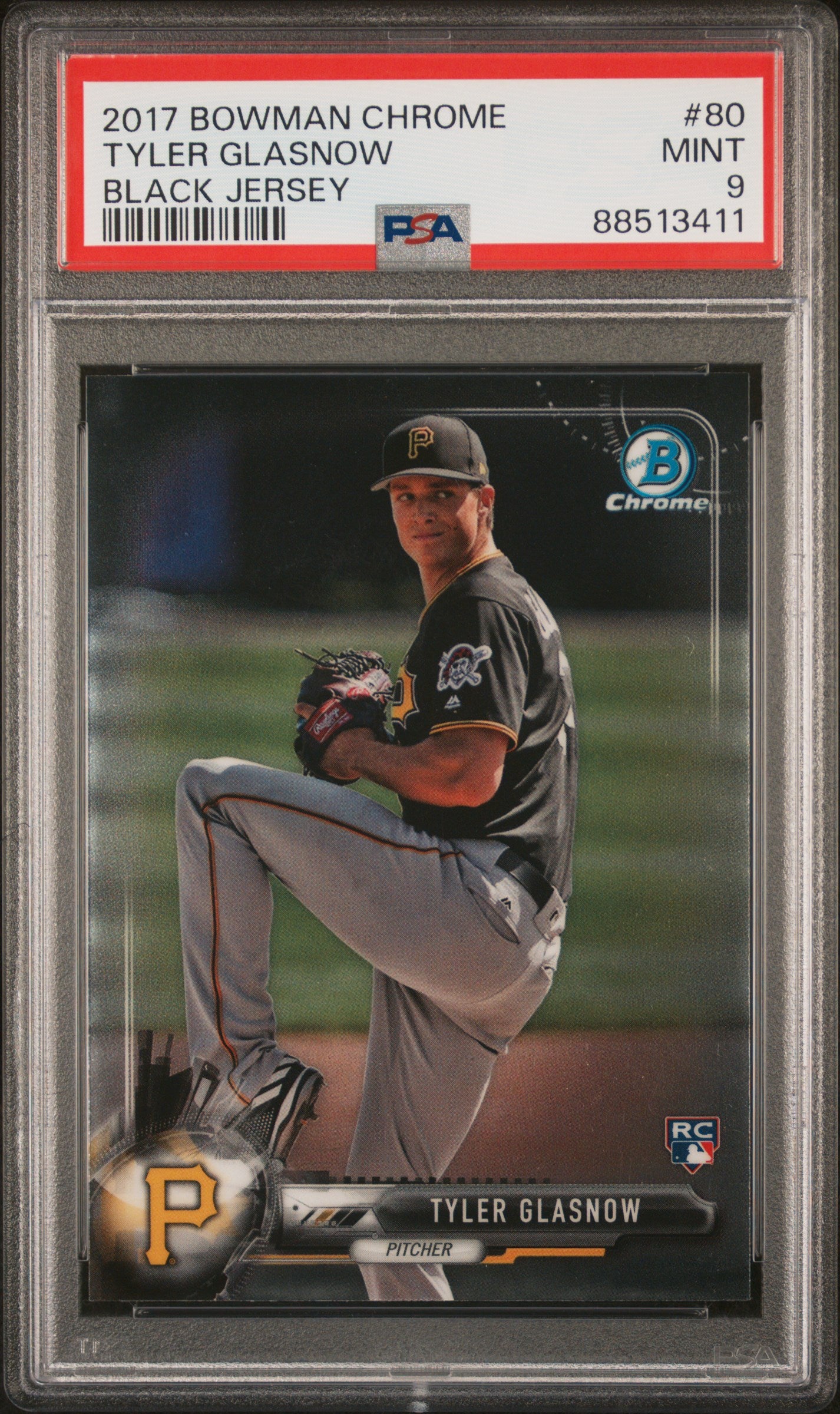 2017 Bowman Chrome - Black Jersey - Tyler Glasnow - RC - #80 - baseball - Pirates