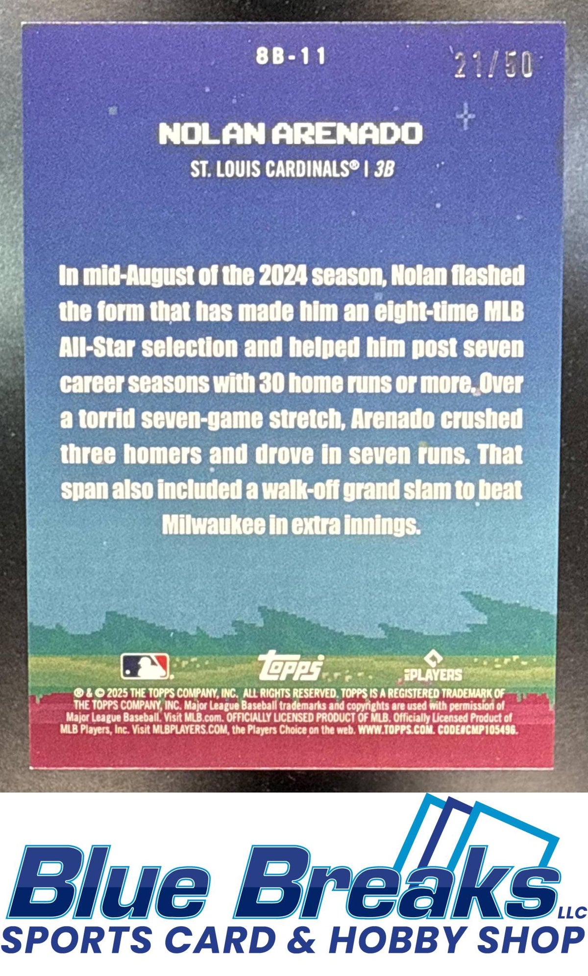 2025 Topps 8 Bit Ballers Gold Nolan Arenado 21/50 #8B-11 St. Louis Cardinals